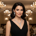 Sparkling Zirconia Bridal Necklace & Earring Set - Silver Plated