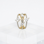 Victorian Clear Stone Multi-Ring Statement Ring for Women | خاتم فيكتوري متعدد الحلقات بحجر شفاف