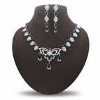 "Monarch" Blue Butterfly & Sapphire Simulant Necklace & Earrings Set | طقم مجوهرات الفراشة الأزرق