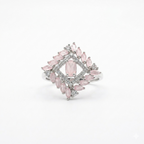 Silver Pink Stone Geometric Statement Ring for Women | خاتم فضي بحجر وردي بتصميم هندسي فاخر