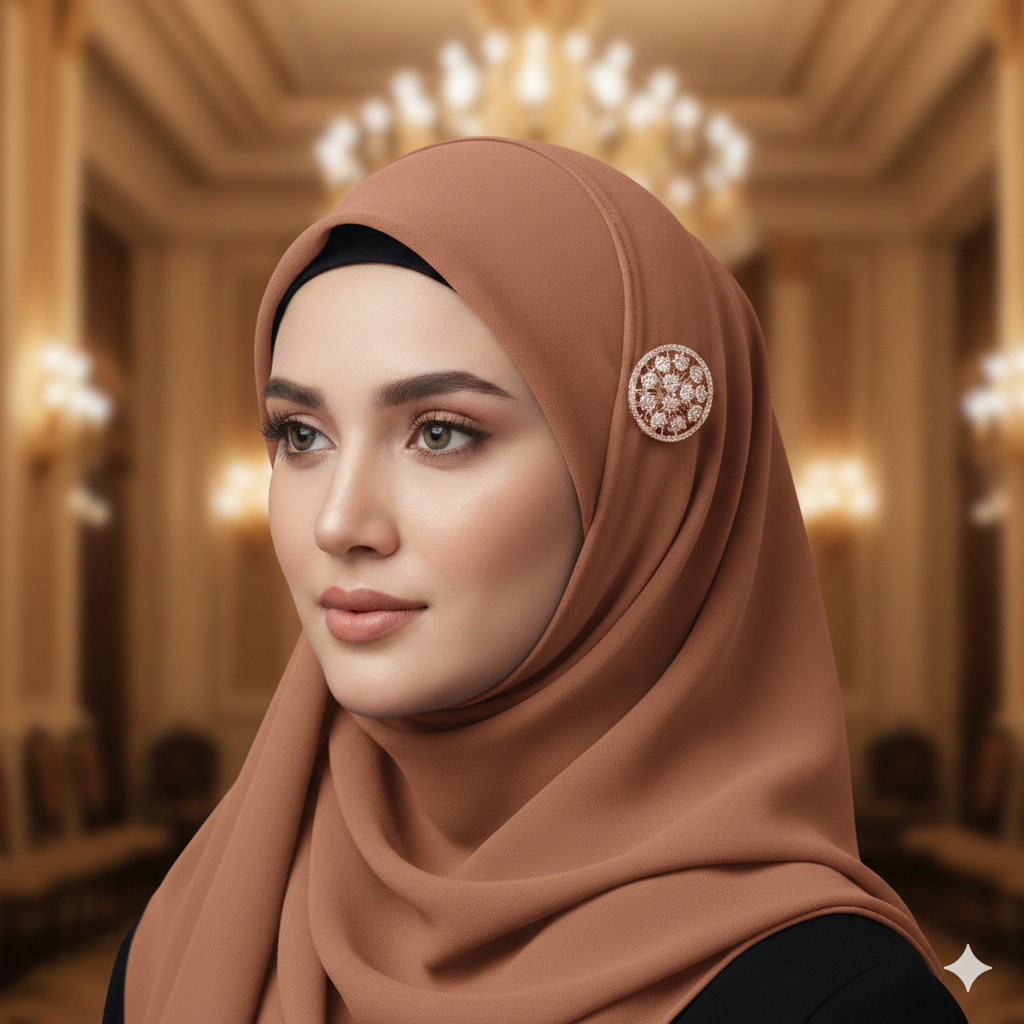 Luxury Rose Gold Crystal Floral Brooch | بروش كريستال روز جولد فاخر