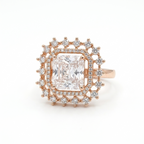 Rose Gold Radiant Crystal Statement Ring for Women | خاتم روز جولد فاخر بحجر كريستال لامع للنساء