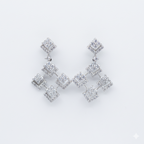 "Geometric Glam" White Cubic Zirconia Necklace Set - Silver Plated | طقم عقد زركون هندسي وفضي