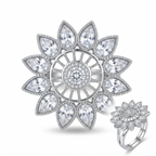 Luxury Floral Crystal Statement Ring for Women | خاتم وردة فاخر مرصع بالكريستال للنساء