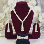 Manruya Elegant Pearl Tassel Jewellery Set with Necklace, Earrings & Bracelet | طقم مجوهرات اللؤلؤ الأنيق من مانرويا مع عقد وأقراط وسوار