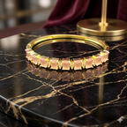 Golden Floral Halo Pink Stone Bracelet | سوار ذهبي بزهور الهالة والأحجار الوردية