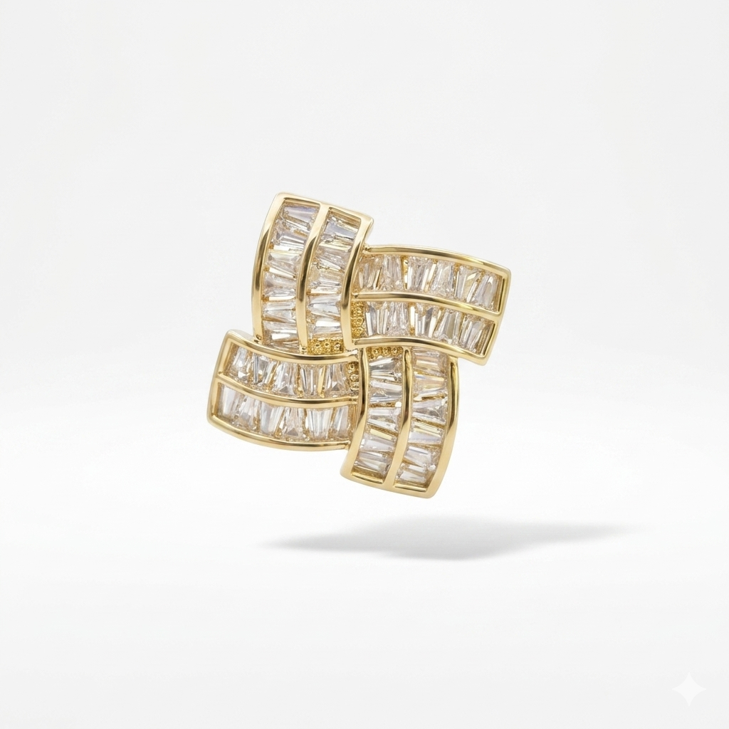 Luxury Crystal Hijab Brooch Gold Finish | بروش حجاب كريستال فاخر ذهبي