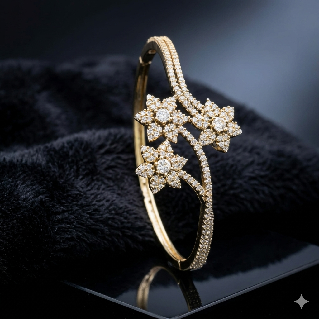 Antique Victorian Triple-Flower Filigree Bracelet | سوار فيكتوري عتيق بثلاث زهور منقوشة