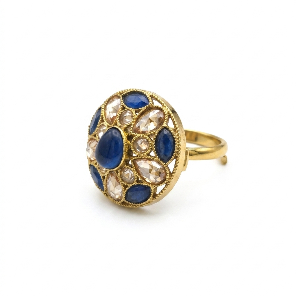 Royal Blue Stone Adjustable Ring for Women | خاتم أزرق ملكي قابل للتعديل للنساء