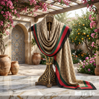Luxury Monogram Satin Silk Shayla Hijab | شيلة ساتان حرير فاخرة بنقشة مونوغرام أنيقة - Fabric Satin Silk | القماش ساتان حرير