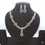 Premium American Diamond Bridal Necklace Set - طقم عقد زفاف مرصع بالألماس الأمريكي الفاخر