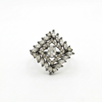 Black Oxidized Crystal Statement Ring for Women | خاتم مؤكسد أسود مرصع بالكريستال