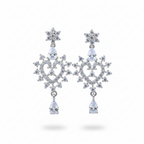 "Heart & Star" Crystal White AD Necklace Set - Silver Finish | طقم مجوهرات قلب ونجمة زركون