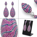 Manruya Pink Ruby & Sapphire Wave Pavé Drop Earrings - أقراط الموزاييك الفاخرة