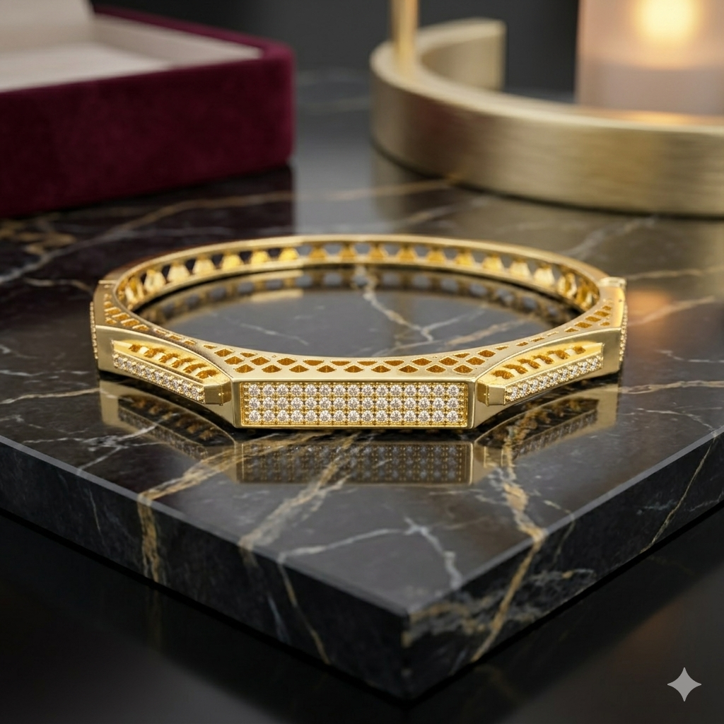 Golden Celestial Starburst CZ Bracelet | سوار النجوم الذهبي المرصع بالزركون