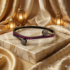 Modern Oxidized Ruby & Diamond-Style Cuff Bangle | سوار كفة عصري مرصع بالياقوت والألماس المؤكسد