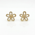 Gold Floral Zircon Stud Earrings for Women | أقراط وردة ذهبية مرصعة بالزركون للنساء