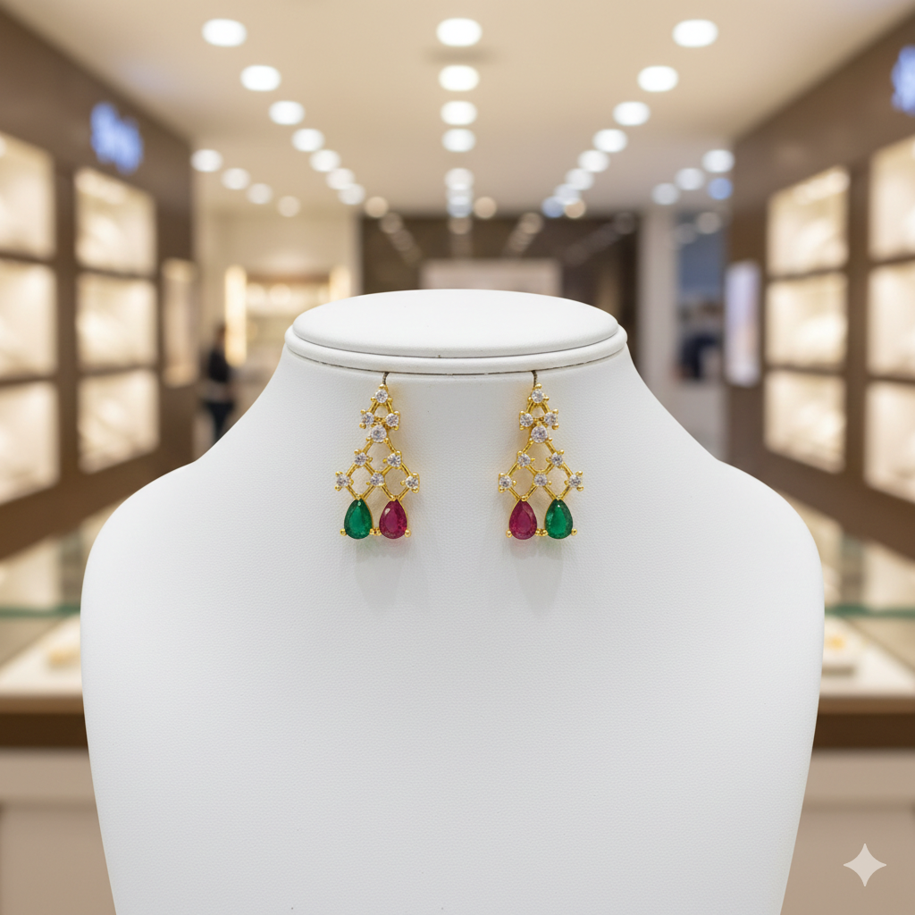 Luxury Multicolor Teardrop Necklace Set | طقم عقد فاخر متعدد الألوان