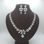 Premium American Diamond Bridal Necklace Set - طقم عقد زفاف مرصع بالألماس الأمريكي الفاخ