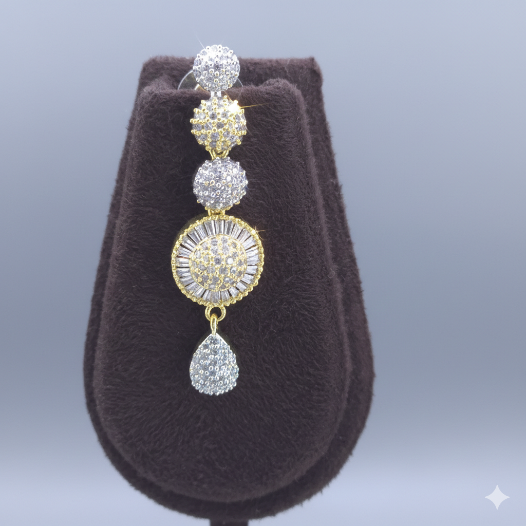 Royal Two-Tone American Diamond Bridal Necklace Set - طقم عقد زفاف فاخر مرصع بالألماس الأمريكي