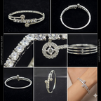 Silver-Tone Double-Row Stone Bangle Bracelet | سوار بلون فضي مرصع بالأحجار بتصميم مزدوج الصفوف