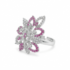 Pink Floral Adjustable Ring for Women | خاتم زهري وردي فاخر للنساء