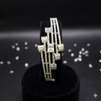Silver-Tone Multi-Row Geometric Bangle Bracelet | سوار هندسي متعدد الصفوف بلون فضي
