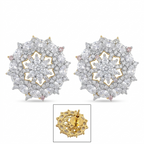 Gold Plated Two-Tone CZ Mandala Stud Earrings – Luxury Two-Tone Statement Tops | أقراط زركون دائرية فاخرة