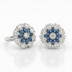 Silver Blue Floral Statement Ring for Women | خاتم فضي فاخر بحجر أزرق