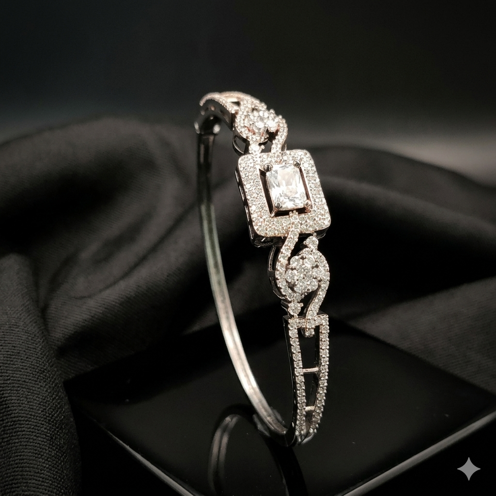 Vintage Rose Gold Oxidized Cubic Zirconia Bracelet | سوار الزركون الفاخر بلون الروز جولد المؤكسد