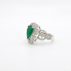 Emerald Teardrop Statement Ring for Women | خاتم زمرد أخضر فاخر للنساء