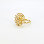 Golden Floral Crystal Statement Ring for Women | خاتم زهري ذهبي فاخر