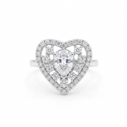 Manruya Crystal Heart Halo Statement Ring - Rhodium-Plated Adjustable Cocktail Ring