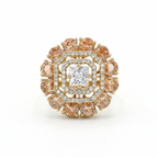 Blush Pink Halo Statement Ring for Women | خاتم وردي فاخر بتصميم هالة للنساء