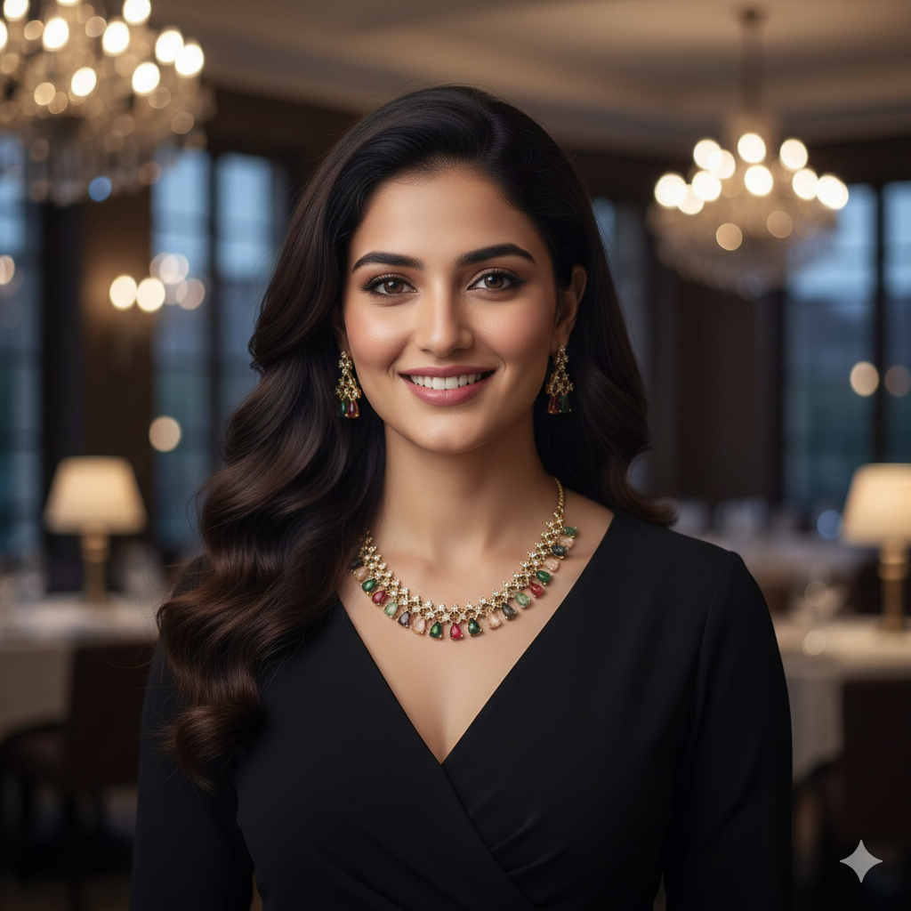 Luxury Multicolor Teardrop Necklace Set | طقم عقد فاخر متعدد الألوان