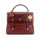 Manruya Brick Croc Texture Handbag | حقيبة مانرويا بلون الطوبي بنقشة التمساح