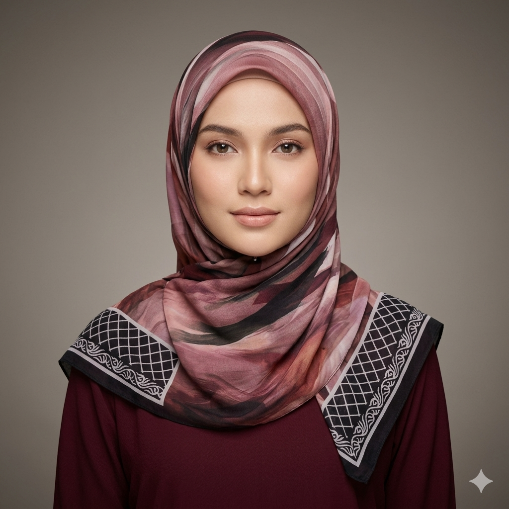 Luxury Abstract Print Softy Cotton Shayla Hijab | شيلة سوفتي قطن فاخرة بنقشة فنية أنيقة - Fabric Softy Cotton | القماش سوفتي قطن