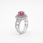 Silver Crown Ruby Statement Ring for Women | خاتم فضي بتصميم التاج وأحجار الياقوت للنساء