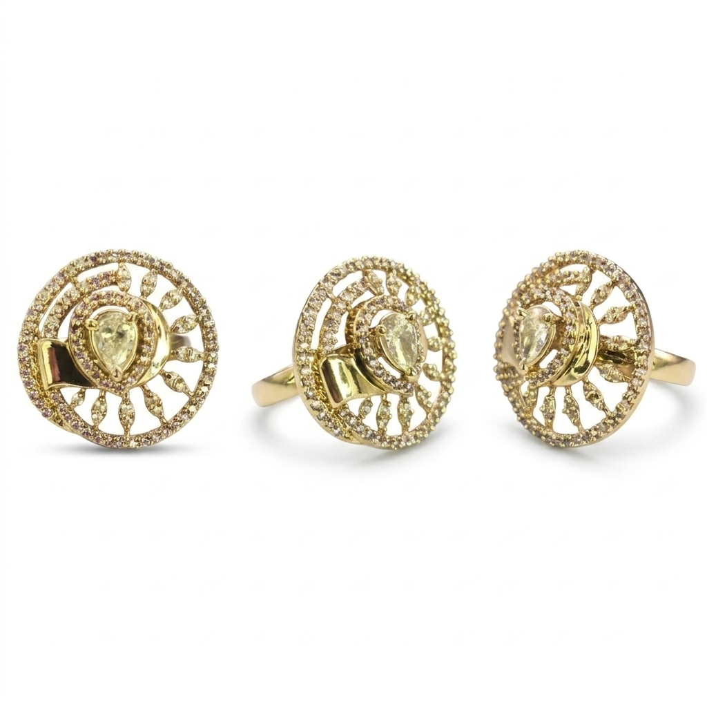 Victorian Pear Stone Statement Ring for Women | خاتم نسائي فاخر بلون فيكتوري وحجر كمثري