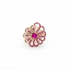 Rose Gold Floral Ruby Stone Statement Ring for Women | خاتم وردي فاخر بحجر روبي للنساء