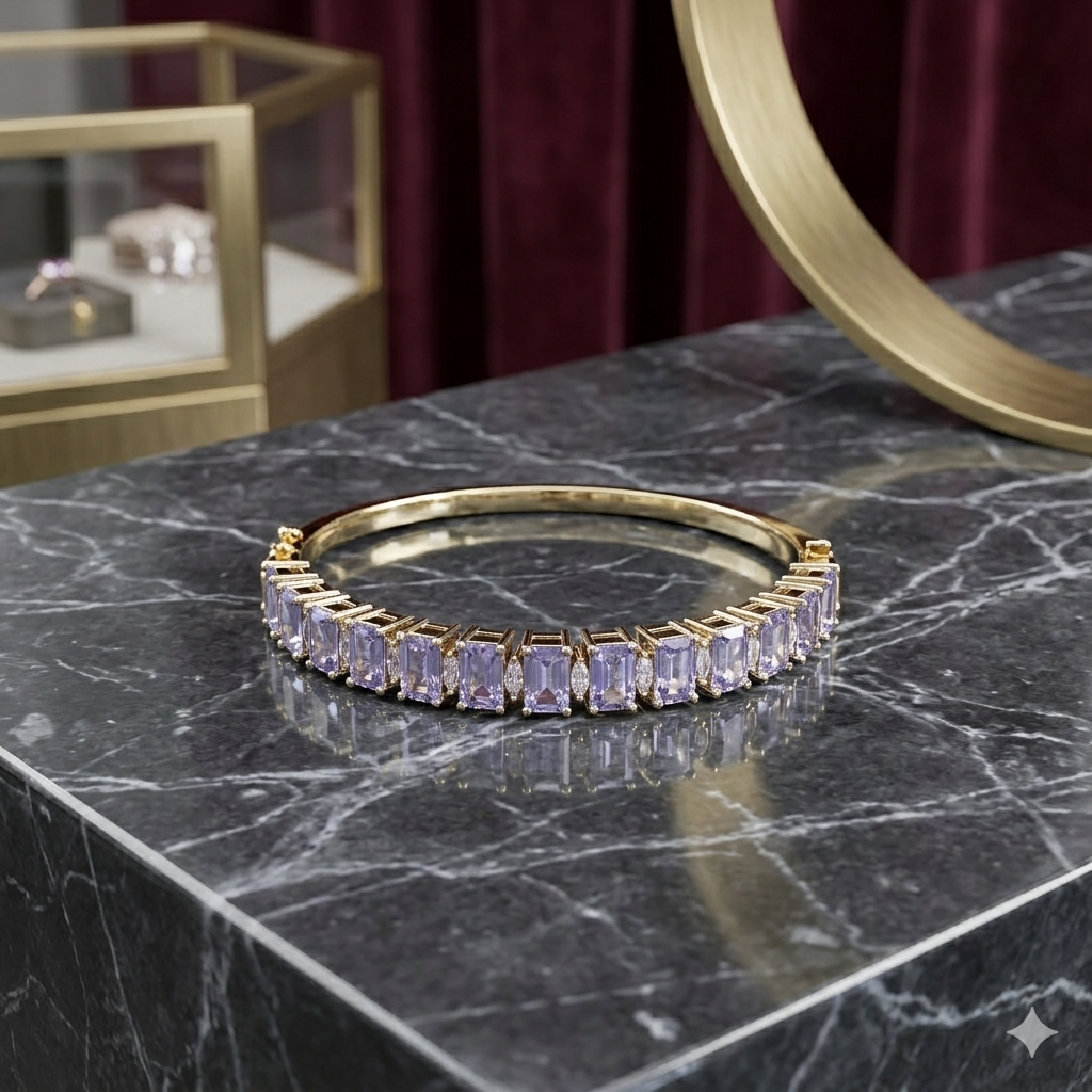 Royal Victorian Amethyst & Starburst Filigree Bracelet | سوار النجوم الفيكتوري بالأحجار الأرجوانية والذهب العتيق