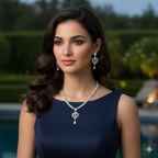 "Heart & Star" Crystal White AD Necklace Set - Silver Finish | طقم مجوهرات قلب ونجمة زركون