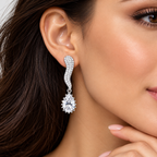 Silver-Tone Pavé Teardrop Drop Earrings | أقراط متدلية باللون الفضي بتصميم الدمعة المرصّع