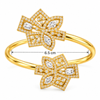 Elegant Crystal Floral Open Cuff Bracelet for Women | سوار نسائي مفتوح بتصميم زهري مرصع بالكريستال