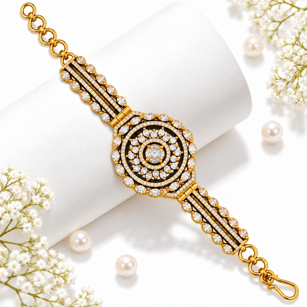 Elegant Crystal Medallion Bracelet for Women | سوار نسائي أنيق بقلادة دائرية مرصعة بالكريستال