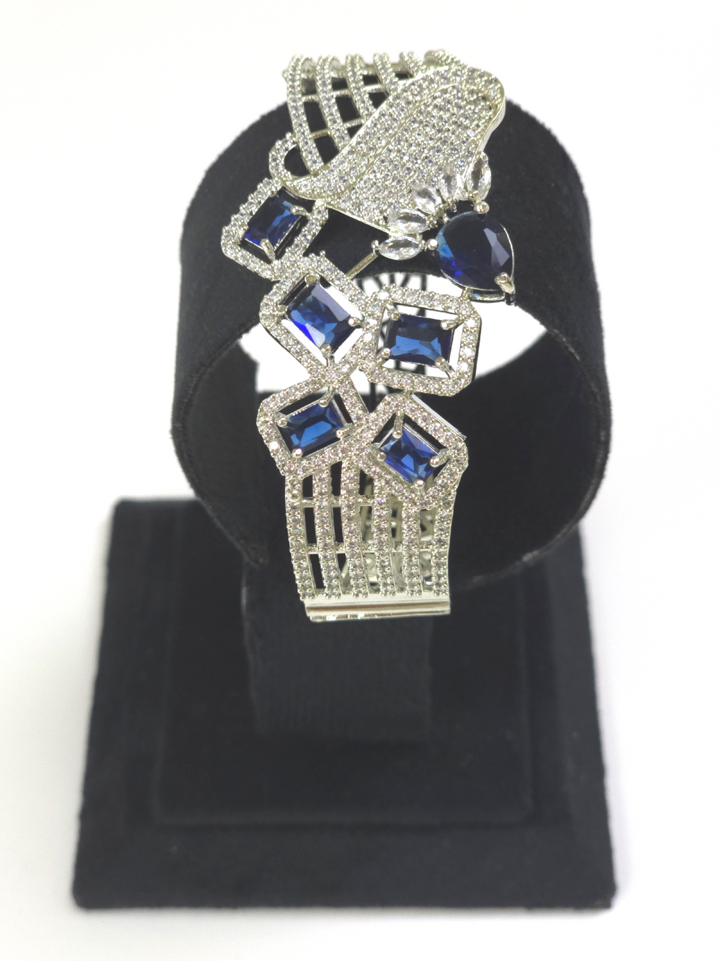 Elegant Silver Blue Cubic Zirconia Bracelet – Party & Festive Collection