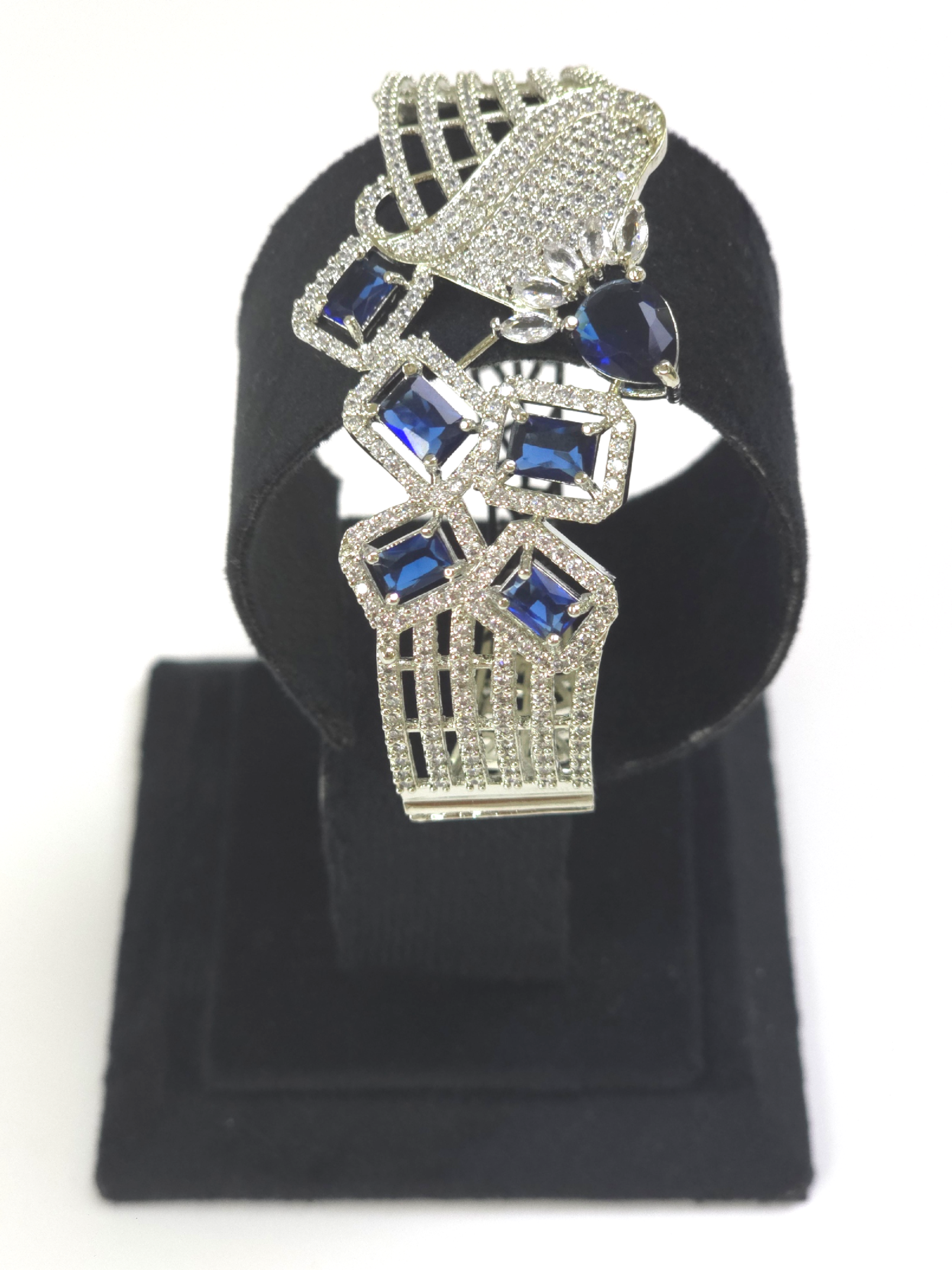 Elegant Silver Blue Cubic Zirconia Bracelet – Party & Festive Collection