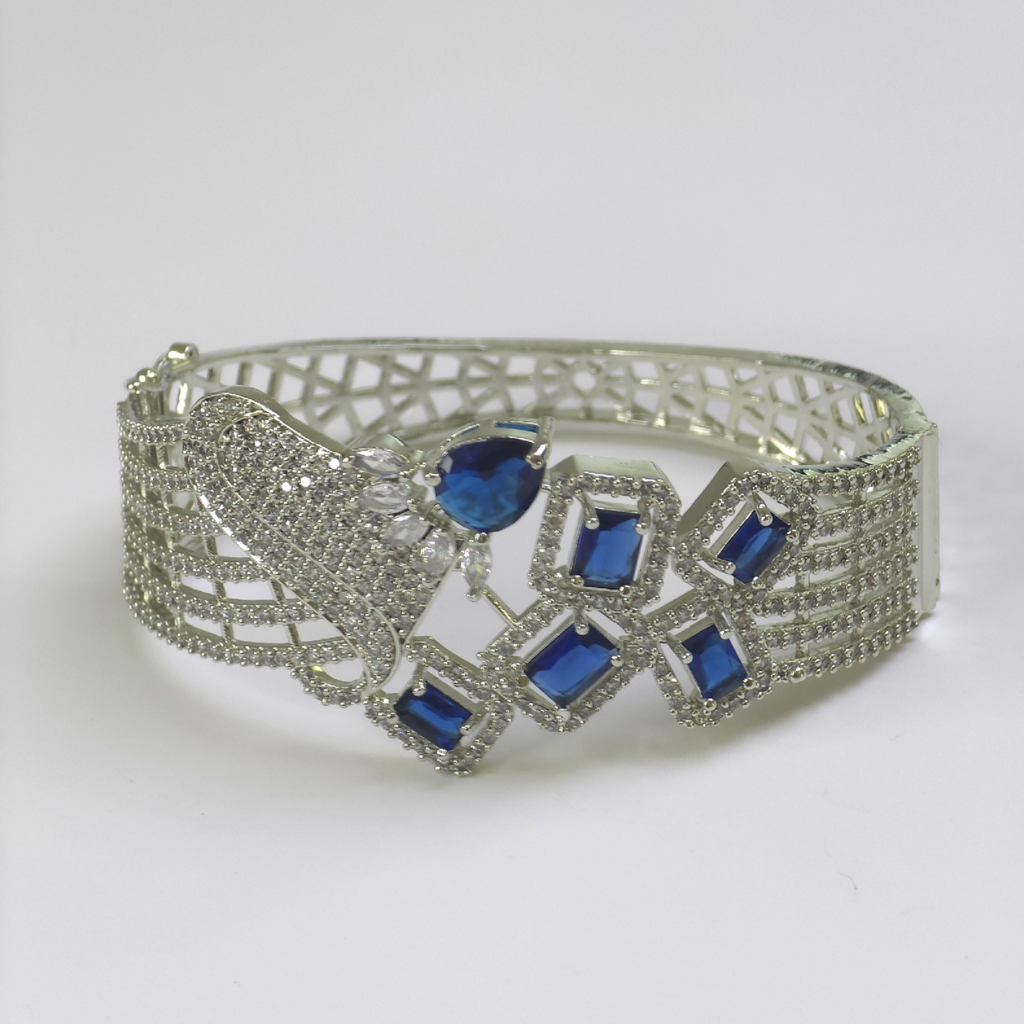 Elegant Silver Blue Cubic Zirconia Bracelet – Party & Festive Collection