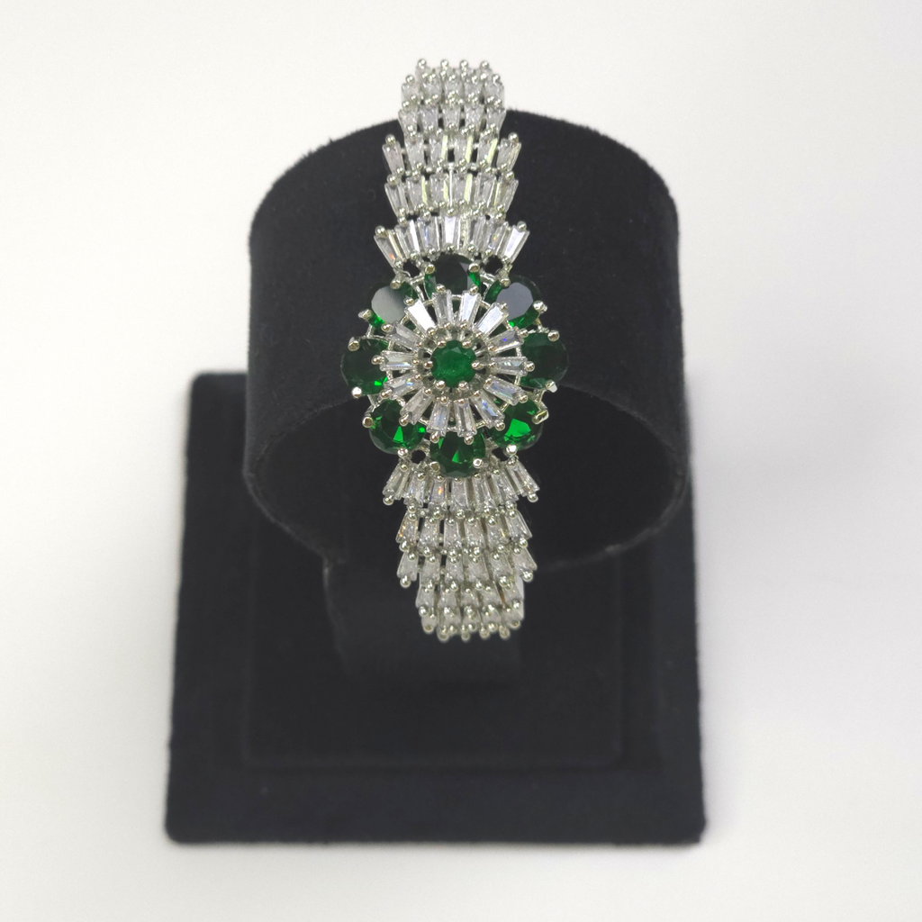 Elegant Green Cubic Zirconia Kada – Sophisticated Party Collection