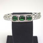 Exquisite Silver Green Cubic Zirconia Kada – Wedding & Party Collection